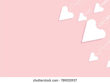 the white heart  on the pink background