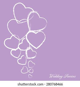 White heart on a purple background. Cute background. For the wedding
