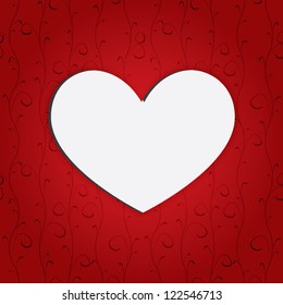 white heart on red background. eps10