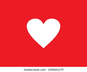 white heart on red background