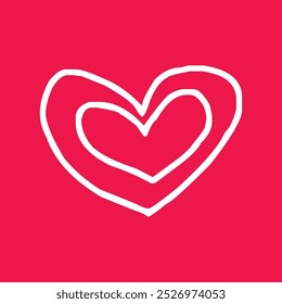 a white heart with a white heart on a red background.
