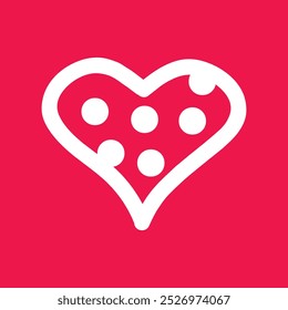 a white heart with a white heart on a red background.