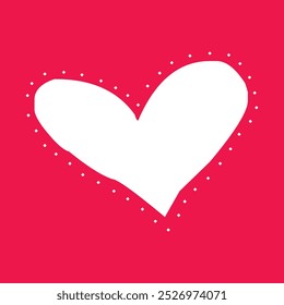 a white heart with a white heart on a red background.