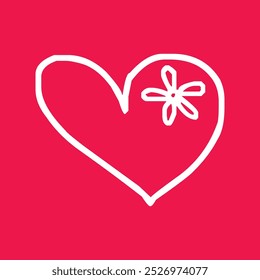 a white heart with a white heart on a red background.