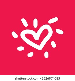 Un corazón blanco con un corazón blanco sobre un fondo rojo.