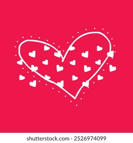 a white heart with a white heart on a red background.