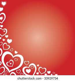 White heart on red background