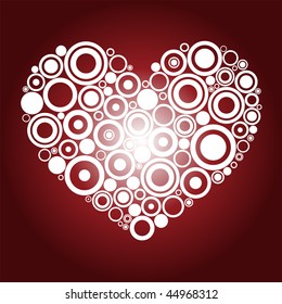 corazón blanco sobre fondo rojo