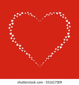 white heart on red background, vector illustration