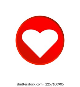 White Heart on red round icon