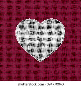 White heart on red textile