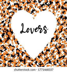white heart on a seamless animal print design