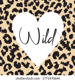 white heart on a seamless animal print design
