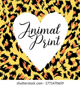 white heart on a seamless animal print design
