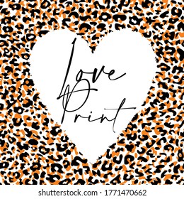 white heart on a seamless animal print design