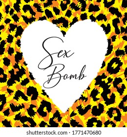 white heart on a seamless animal print design