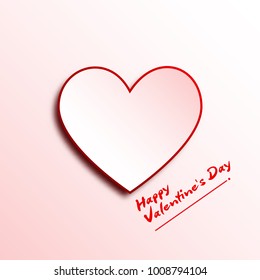 White heart paper 3d on White background for Happy valentine day concept graphic design