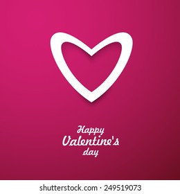 White Heart Paper Sticker With Shadow Valentine's day vector illustration Postcard