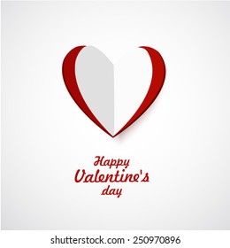 White Heart Paper Sticker With Shadow Valentine's day vector illustration Postcard