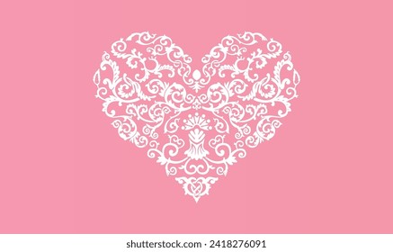 Corazón blanco, fondo rosado, creativo,