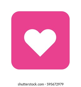 white heart in pink square corner with edges