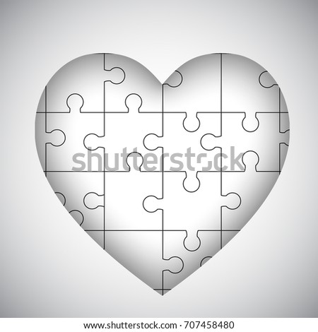white heart puzzle template stock vector royalty free 707458480