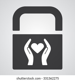 White Heart Rate  icon on black pad lock