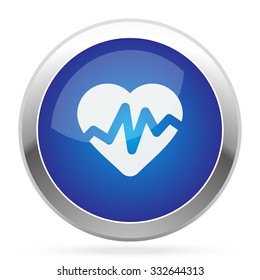 White Heart Rate Pulse icon on blue web app button