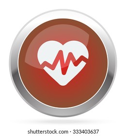 White Heart Rate Pulse icon on red web app button