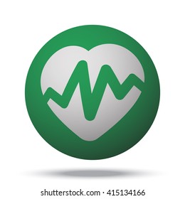 White Heart Rate Pulse icon on green ball