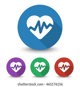 White Heart Rate Pulse Icon In Different Colors Set