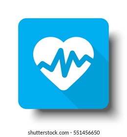 White Heart Rate Pulse icon on blue web button