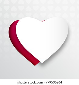 White heart with red shadow for valentine day concept.