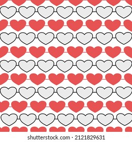 White heart and red heart for valentine day . Romantic design decoration. Day for love.