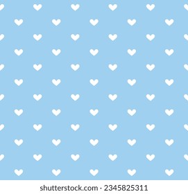 White heart seamless pattern on blue background Vector