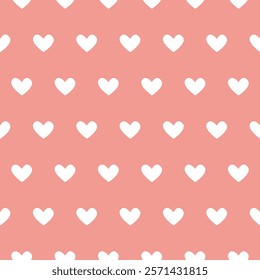 White heart seamless pattern on Pink background. Happy Valentines Day Seamless Pattern Background with Heart. Vector illustration