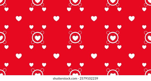 White Heart Seamless Pattern on red Background. Love romantic theme. Pattern hearts with Love for Valentine's Day. Valentines day background. Vector abstract texture with small hearts