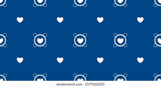 White Heart Seamless Pattern on blue Background. Love romantic theme. Pattern hearts with Love for Valentine's Day. Valentines day background. Vector abstract texture with small hearts
