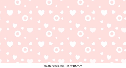 White Heart Seamless Pattern on Pink Background. Love romantic theme. Pattern hearts with Love for Valentine's Day. Valentines day background. Vector abstract texture with small hearts