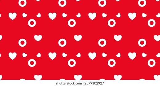 White Heart Seamless Pattern on red Background. Love romantic theme. Pattern hearts with Love for Valentine's Day. Valentines day background. Vector abstract texture with small hearts