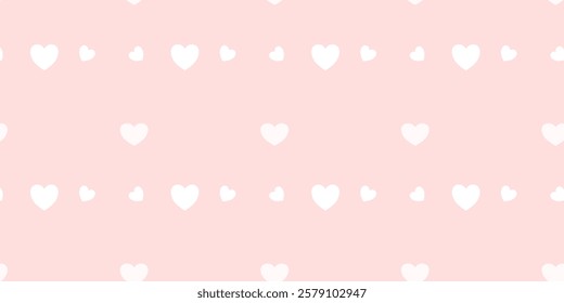 White Heart Seamless Pattern on Pink Background. Love romantic theme. Pattern hearts with Love for Valentine's Day. Valentines day background. Vector abstract texture with small hearts