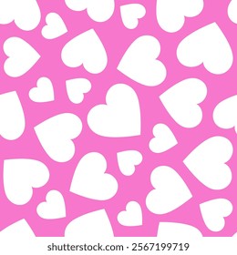 White heart seamless patterns on a pink background create a vibrant and cheerful design for various occasions.