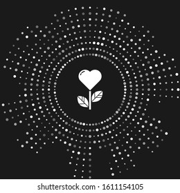 White Heart shape in a flower icon isolated on grey background. Abstract circle random dots. Vector Illustration