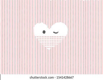 White heart shape on pink pastel background. Concept of love. Cute card design for valentine's day.