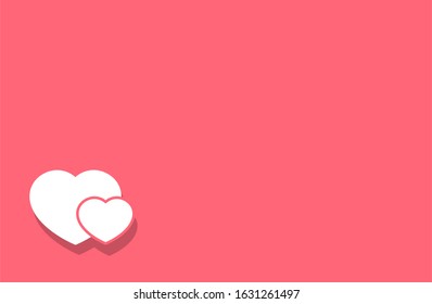 White heart shape on red background in love concept for valentines day with sweet and romantic moments