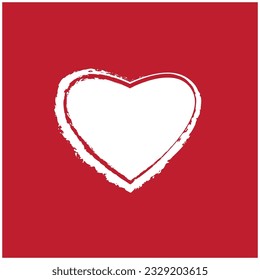 forma de corazón blanco sobre fondo rojo