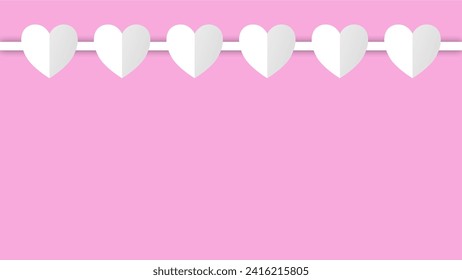 white heart shape paper cut on the purple pink pastel background. Space for text. blank zone for fill text or font. valentine day festival.