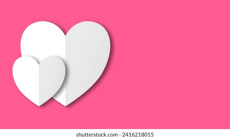papel de forma de corazón blanco cortado en el fondo rosa rojo pastel. Espacio para texto. zona en blanco para el texto de relleno o la fuente. festival del día de San Valentín.