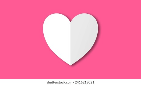 papel de forma de corazón blanco cortado en el fondo rosa rojo pastel. Espacio para texto. zona en blanco para el texto de relleno o la fuente. festival del día de San Valentín.