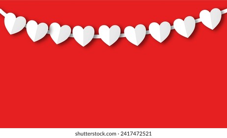 papel de forma de corazón blanco cortado en el fondo rojo pastel. Espacio para texto. zona en blanco para el texto de relleno o la fuente. festival del día de San Valentín.